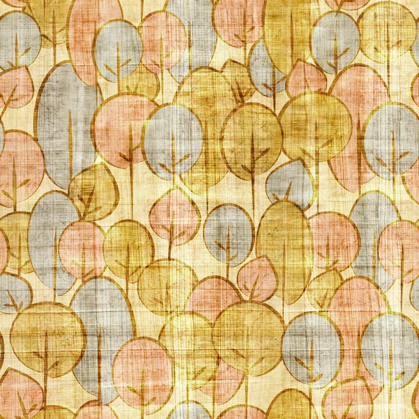 Abstract autumn trees - seamless pattern - papyrus texture — Stock Photo, Image