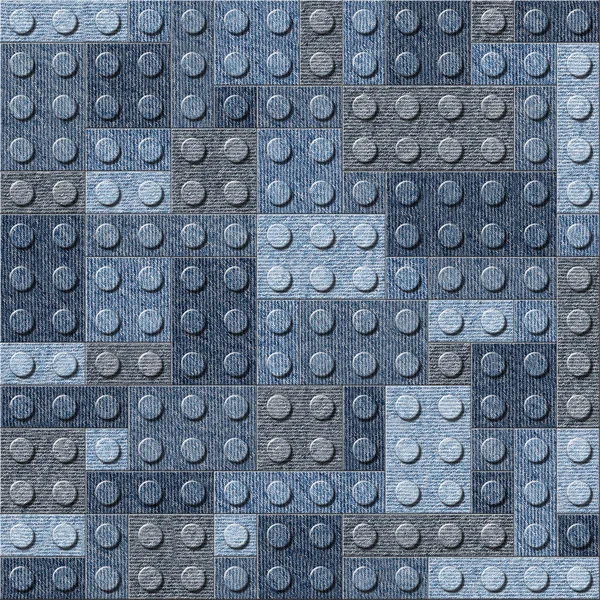Decoratieve gebouw kubussen - naadloze patroon - Blue denim jeans — Stockfoto