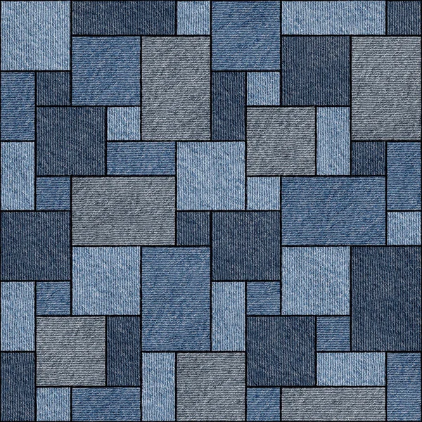 抽象的镶板模式-无缝模式-蓝色牛仔裤布 — 图库照片