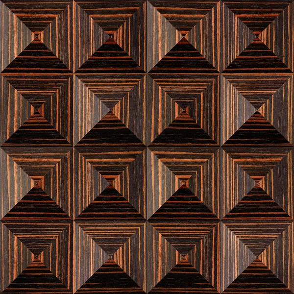 Abstract paneling pattern - pyramidal pattern, Ebony wood texture — Stock Photo, Image