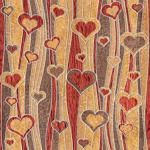 Romantic hearts - decorative pattern - waves decoration - seamless — Stock Photo, Image