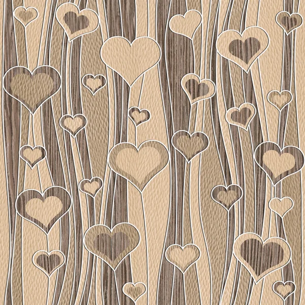 Decorative pattern - waves decoration - Romantic hearts - seamless — Stock Photo, Image