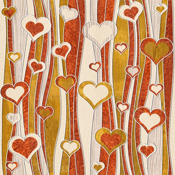 Ρομαντικές καρδιές - διακοσμητικό μοτίβο - κύματα διακόσμηση - άνευ ραφής — Φωτογραφία Αρχείου
