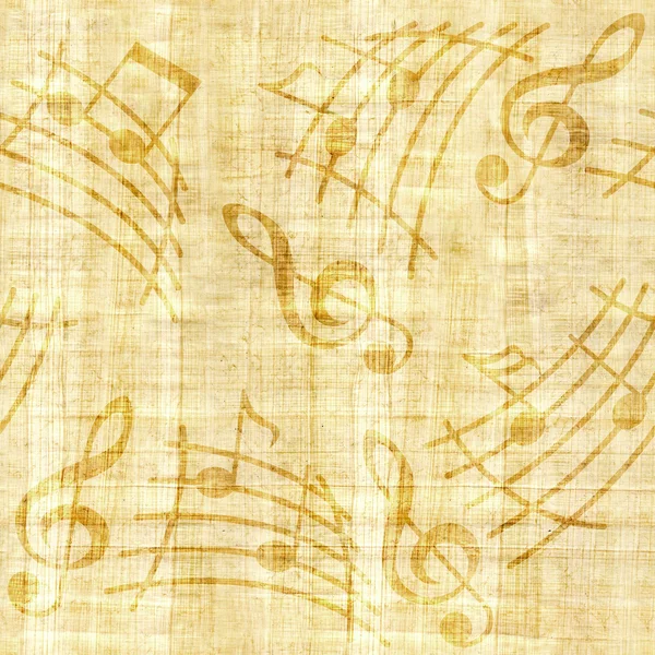 Note astratte di musica decorativa - texture papiro - sfondo senza cuciture — Foto Stock