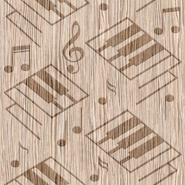 Abstract decorative piano keys - Blasted Oak Groove wood texture — Stock Photo, Image
