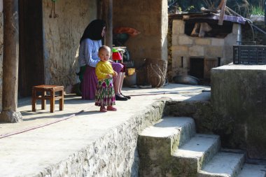 Hmong çocuk Kuzey Vietnam Bac Ha Market