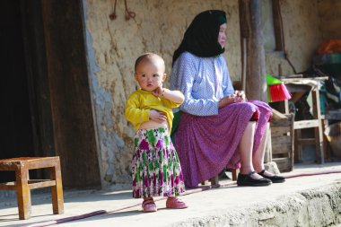 Hmong çocuk Kuzey Vietnam Bac Ha Market
