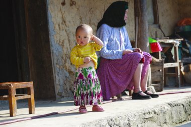 Hmong çocuk Kuzey Vietnam Bac Ha Market