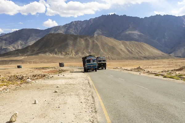Yüksek irtifa Srinaga-Leh yolda kamyon