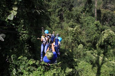 Ormandaki Zipline Chiangmai oynayanlar