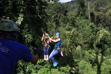 Ormandaki Zipline Chiangmai oynayanlar