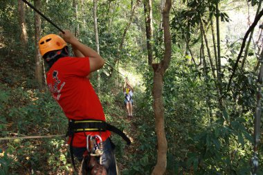 Ormandaki Zipline Chiangmai oynayanlar