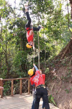 Ormandaki Zipline Chiangmai oynayanlar