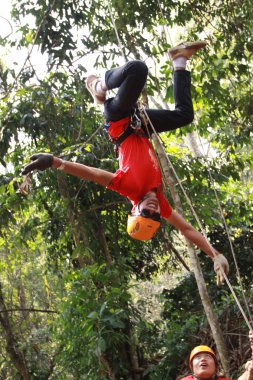 Ormandaki Zipline Chiangmai oynayanlar