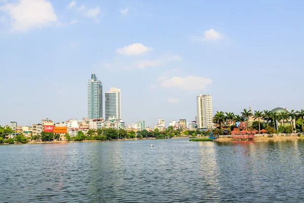 Widok z lotu ptaka rogu West Lake (Ho Tay) w Hanoi — Zdjęcie stockowe