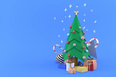 Yılbaşı ve Noel için 3D illüstrasyon