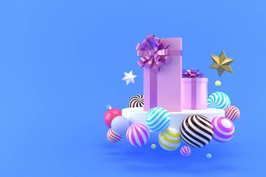 Yılbaşı ve Noel için hediye kutusunun 3D çizimi