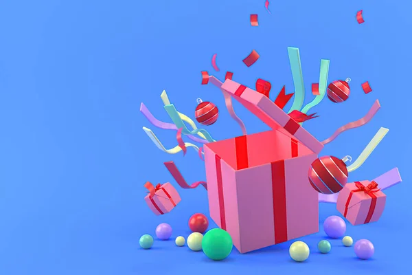 正月とクリスマスのためのギフトボックスの3Dイラスト — ストック写真