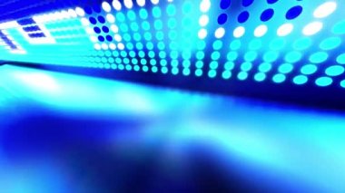 Mavi daire noktasından gelen neon ışığı, 3 boyutlu animasyon döngüsü, 360 Panoramik, geometrik arkaplanın hareketli soyut görüntüsü