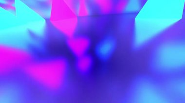 mor ve mavi neon ışık. 3D Canlandırma döngüsü, 360 Panoramik, Geometrik arkaplan hareketinin soyut görüntüsü