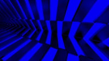 Kare mavi neon ışık. 3D Canlandırma döngüsü, 360 Panoramik, Geometrik arkaplan hareketinin soyut görüntüsü