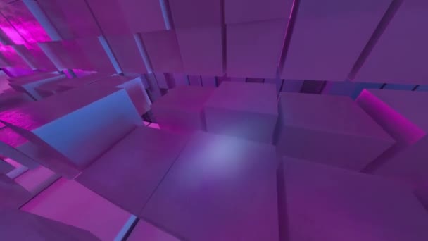 Анимации Фиолетовый Квадратный Ящик 360 Панорамный Движение Абстрактное Изображение Геометрического — стоковое видео