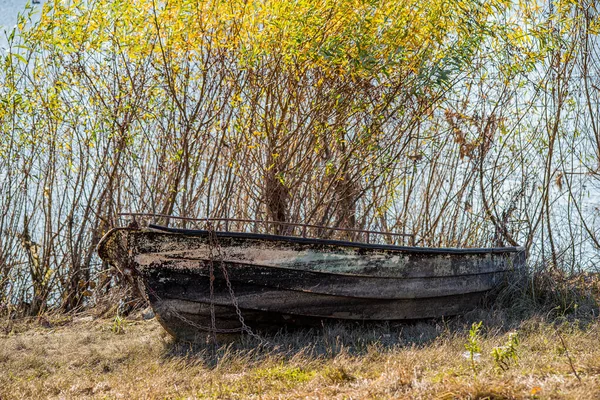 Рибальський Човен Березі Покинутий Човен — стокове фото