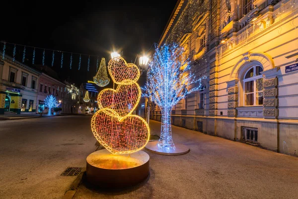 Novi Sad Serbien Januar 2021 Beleuchten Sie Die Straßen Der — Stockfoto