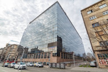 Belgrad, Sırbistan - 28 Mart 2021: Sırbistan Ulusal Bankası Belgrad 'da inşa edildi 