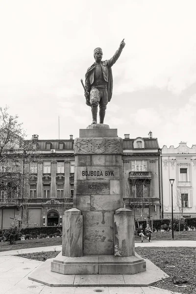 Belgrado Sérvia Março 2021 Monumento Vojvoda Vuk Uma Escultura Parque — Fotografia de Stock