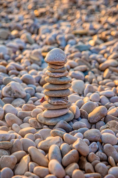 Made Stone Tower Beach Balanced Pebbles Beach — Stock Photo, Image