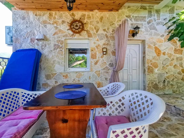 Strandhus Vid Adriatiska Havet Lägenhet Carpet Diem Utjeha Montenegro — Stockfoto