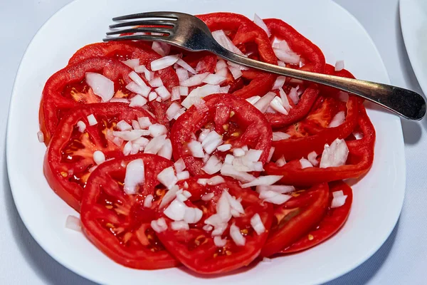 Healthy Tomato Salad Onion — Stock Photo, Image