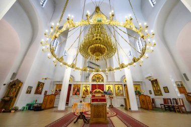 Novi Sad, Serbia - November 15, 2025: Interior of The Orthodox Church of the Ascension of Our Lord in the settlement of Klisa in Novi Sad