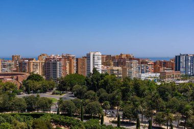 Malaga, İspanya - 06 Ağustos 2024: Malaga 'nın İspanya' daki panoramik manzarası