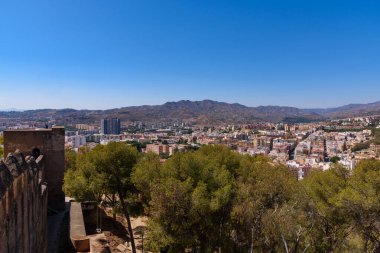 Malaga, İspanya - 06 Ağustos 2024: Malaga 'nın İspanya' daki panoramik manzarası