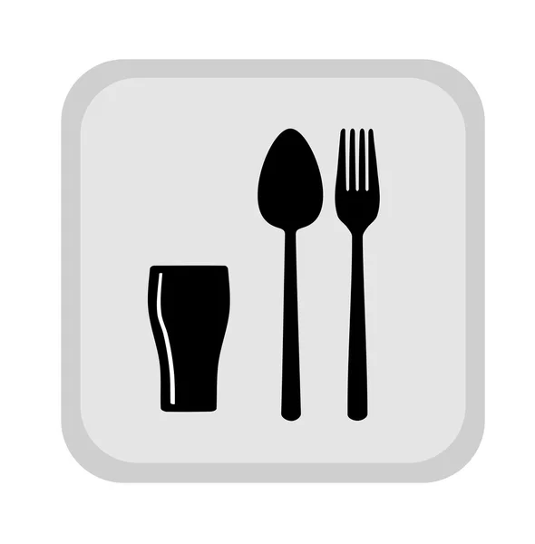 Signe avec cuillère, fourchette et verre — Image vectorielle