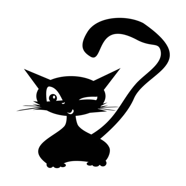 Disegno Del Gatto Nero Del Fumetto Silhouette Semplice Carina Del Illustrazioni Stock Royalty Free