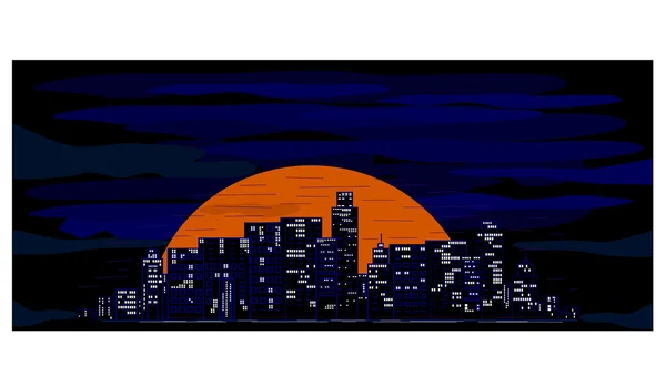 城市在日落 — 图库矢量图片
