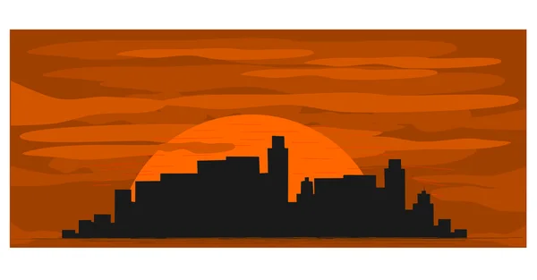 Ciudad al atardecer — Vector de stock