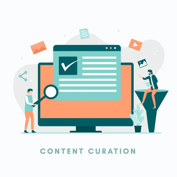 Curation Contenu Concept Illustration Illustration Pour Sites Web Pages Destination — Image vectorielle