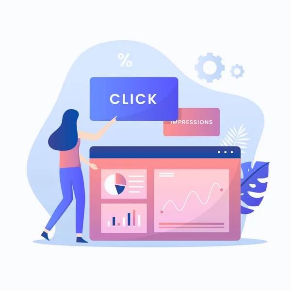 Click Rate Illustration Concept Illustration Websites Landing Pages Mobile Applications — Stock Vector