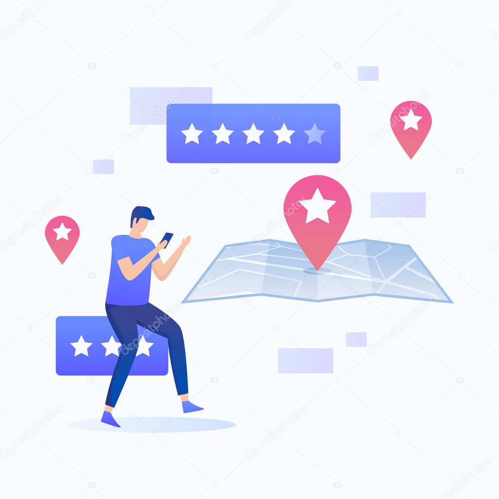 Location rating illustration concept. Illustration for websites, landing pages, mobile applications, posters and banners.
