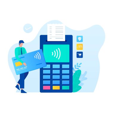 Temassız ödeme vektör çizimi konsepti. Web siteleri, iniş sayfaları, mobil uygulamalar, posterler ve afişler için resim