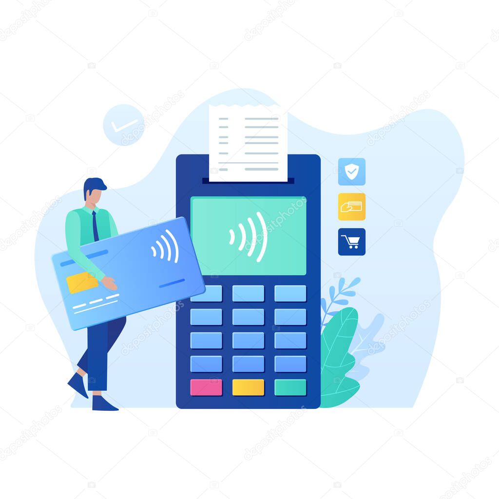 Contactless payment vector illustration concept. Illustration for websites, landing pages, mobile applications, posters and banners