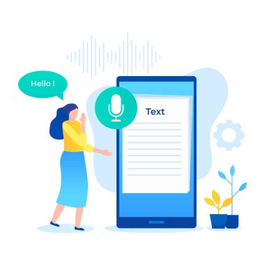 Metin illüstrasyon konseptine konuşma. Web siteleri, iniş sayfaları, mobil uygulamalar, posterler ve afişler için resim