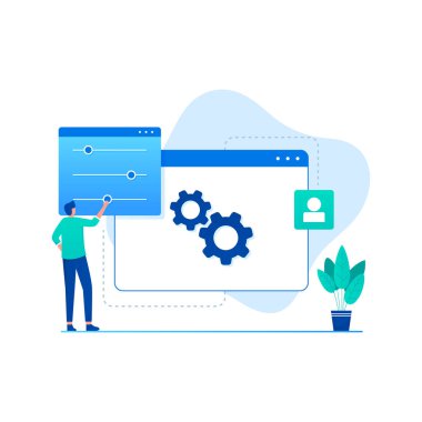 Düz dizayn konsepti. Web siteleri, iniş sayfaları, mobil uygulamalar, posterler ve afişler için resim