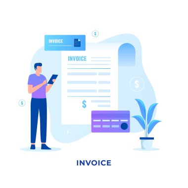 Invoice illustration concept design. Illustration for websites, landing pages, mobile applications, posters and banners clipart