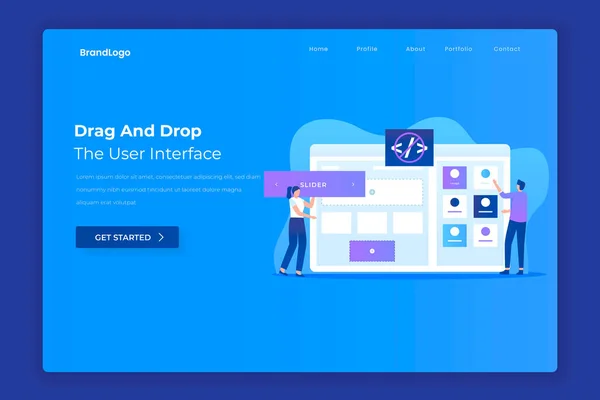 Arraste Solte Conceito Landing Page Construtor Sites Ilustração Para Sites —  Vetores de Stock