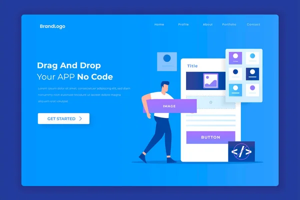 Flat Design Drag Drop App Builder Concept Illustration Websites Landing — Stock Vector